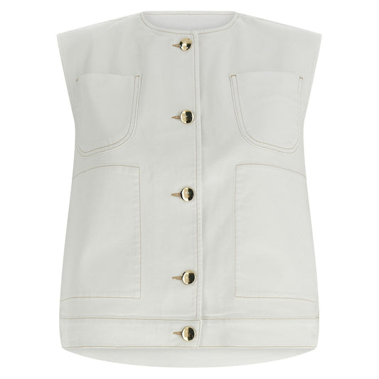 Fabiana Filippi White Cotton Sleeveless Jacket