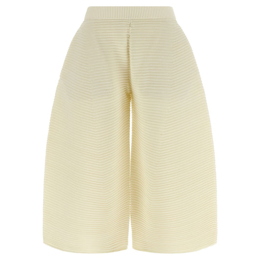 Issey Miyake White Polyester Cropped Pants