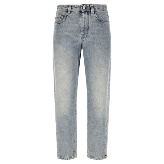 Brunello Cucinelli Blue Cotton Tapered Jeans