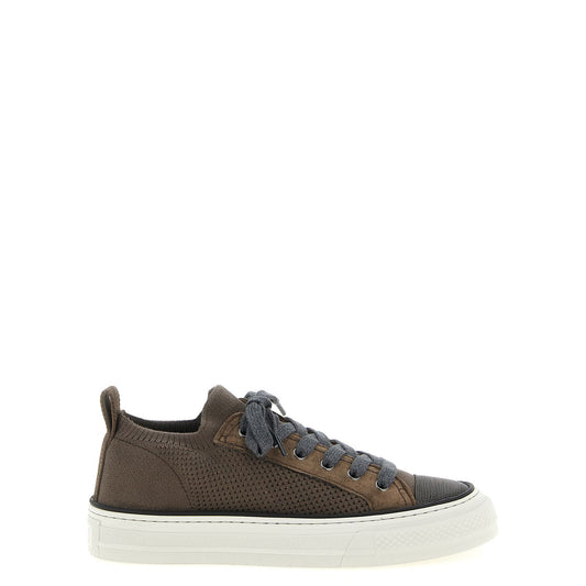 Brunello Cucinelli Brown Cotton Low Top Sneakers
