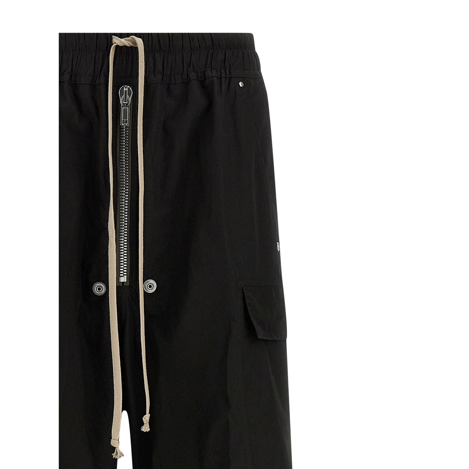 Rick Owens Black Cotton Cargo Pants
