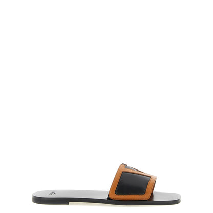 Valentino Garavani Brown Lamb Leather Slides