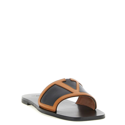 Valentino Garavani Brown Lamb Leather Slides