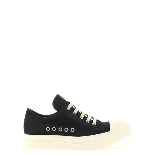 Rick Owens Black Calfskin Low Top Sneakers