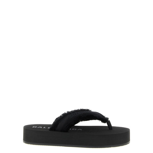 Balenciaga Black Viscose Slides