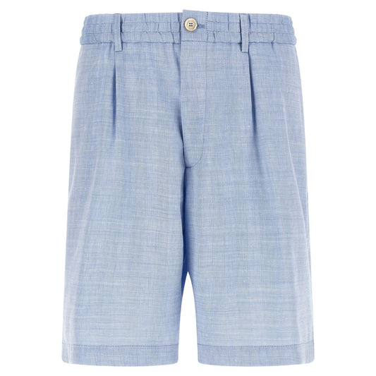 Brunello Cucinelli Blue Linen Bermuda Shorts