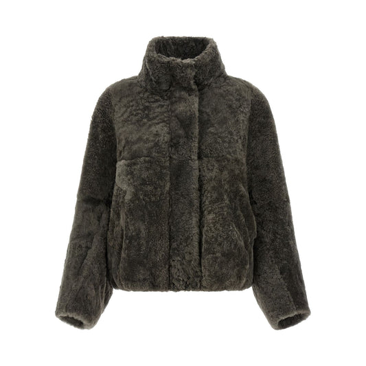 Brunello Cucinelli Gray Lamb Leather Full-Length Jacket