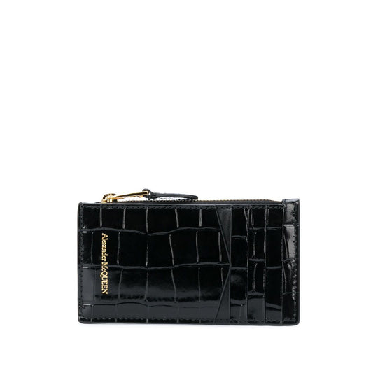 Alexander McQueen Skull zipped leather card case