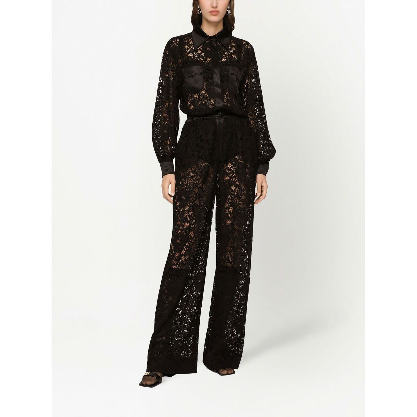 Dolce & Gabbana lace-trim long-sleeve jumpsuit