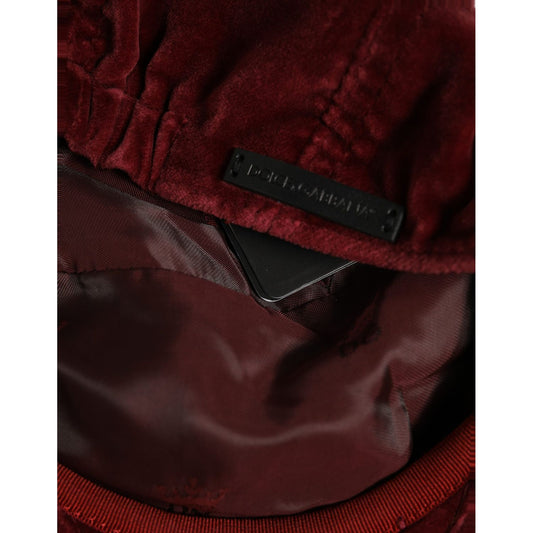 Dolce & Gabbana Men Dark Red Cotton Newsboy Capello Cabbie Hat