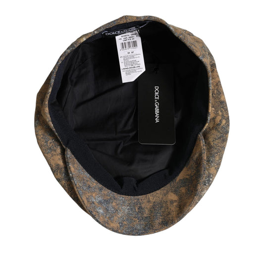 Dolce & Gabbana Men Brown Cotton Newsboy Capello Cabbie Hat