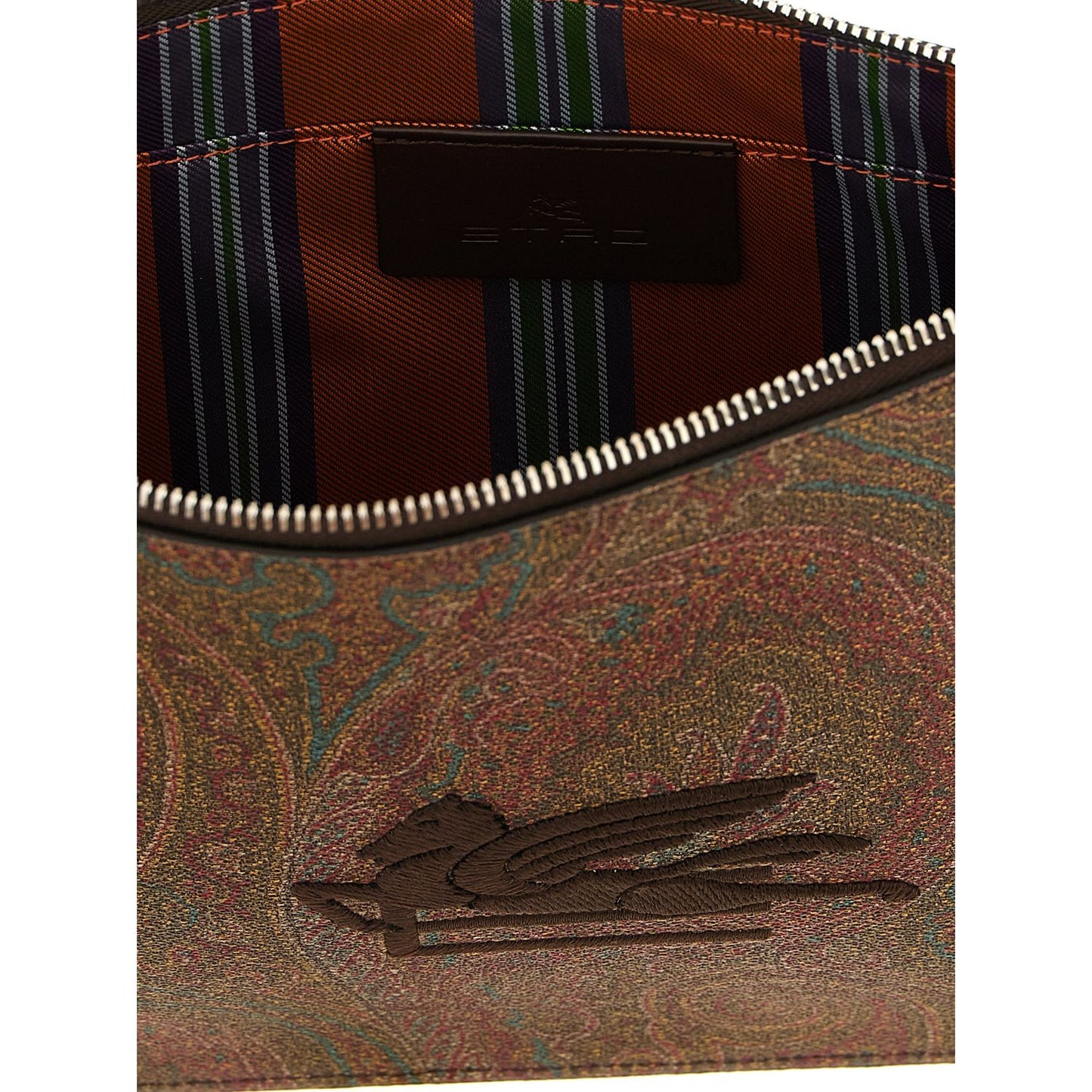 Etro Brown Cotton Clutch Bag