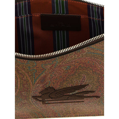 Etro Brown Cotton Clutch Bag