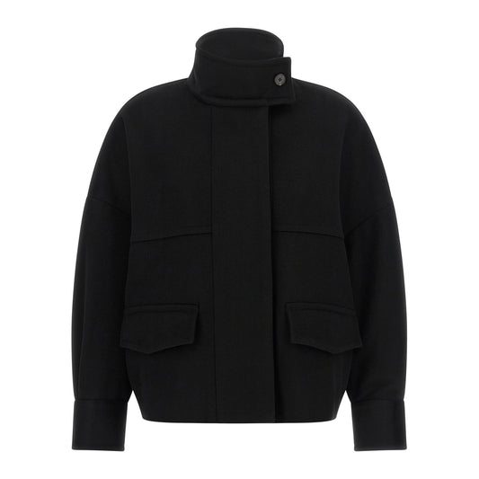 Alberto Biani Black Wool Bomber