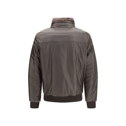 MooRER Brown Leather Full-Length Jacket
