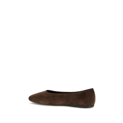 Prada Brown Calf Leather Bos Taurus Ballet Flats