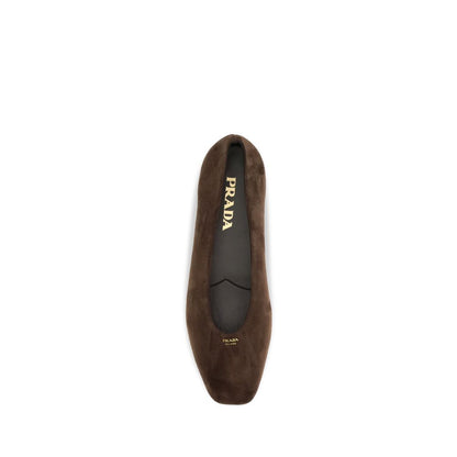 Prada Brown Calf Leather Bos Taurus Ballet Flats
