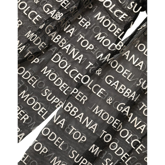 Dolce & Gabbana Black White All Over Print Sheer Stretch Tights Socks
