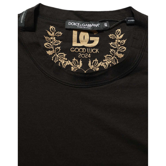 Dolce & Gabbana Black Cotton Crew Neck Short Sleeves T-shirt