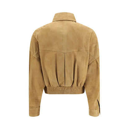Versace Beige Lamb Leather Bomber