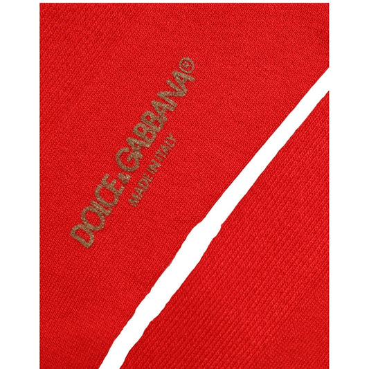 Dolce & Gabbana Men Red Logo Thigh High Ribbed Accessory Socks