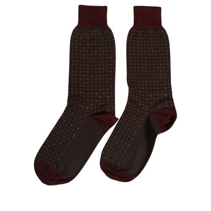 Dolce & Gabbana Maroon Dotted Wool Over The Calf Accessory Socks