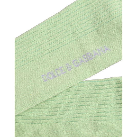 Dolce & Gabbana Men Light Green Logo Over Calf Accessory Socks