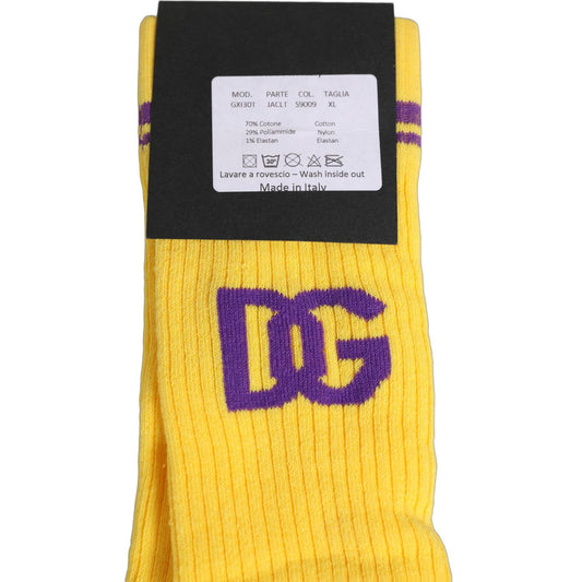 Dolce & Gabbana Men Yellow DG Logo Over Calf Accessory Socks