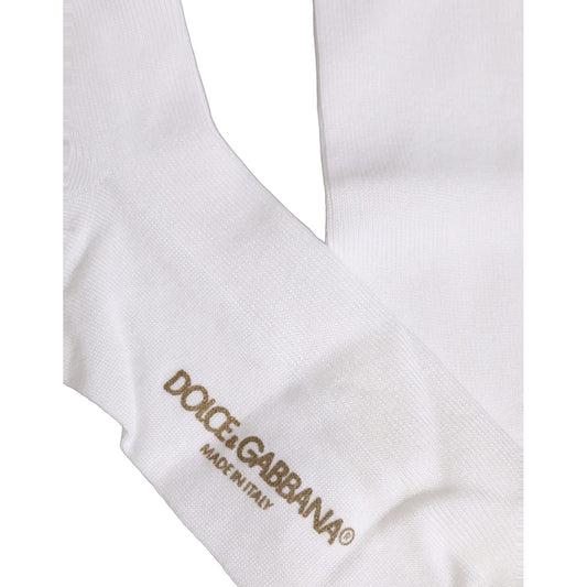 Dolce & Gabbana Men White Viscose Over The Calf Accessory Socks