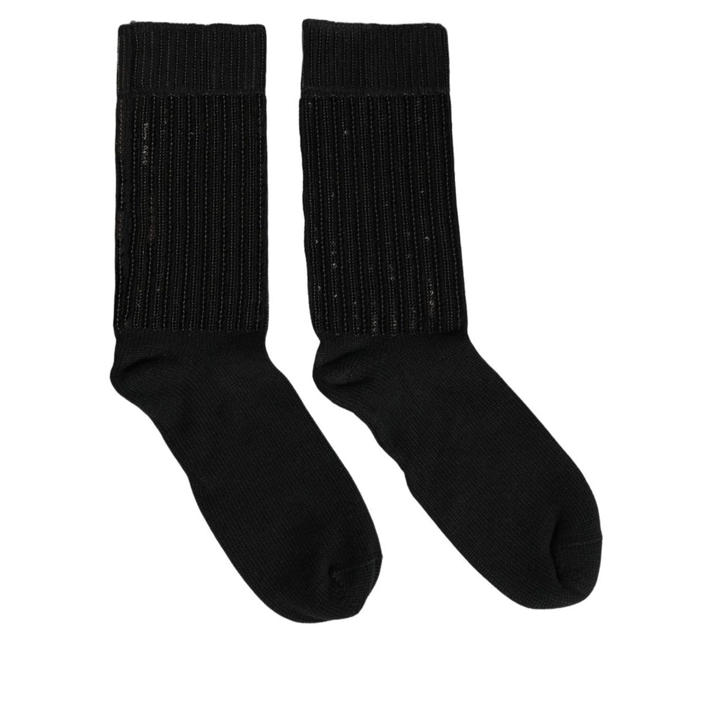 Dolce & Gabbana Black Sequin Cotton Knit Mid Calf Accessory Socks