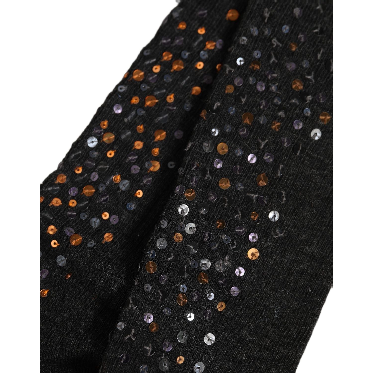 Dolce & Gabbana Dark Gray Sequined Wool Knee High Accessory Socks