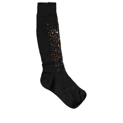 Dolce & Gabbana Dark Gray Sequined Wool Knee High Accessory Socks