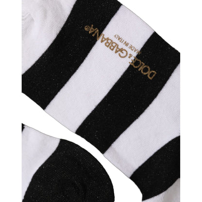 Dolce & Gabbana Black White Stripes Mid Calf Accessory Socks
