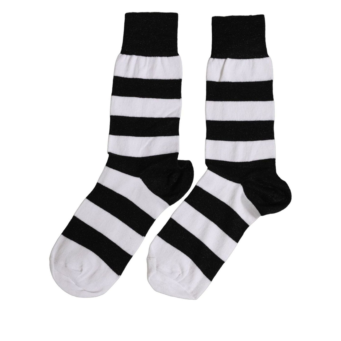 Dolce & Gabbana Black White Stripes Mid Calf Accessory Socks
