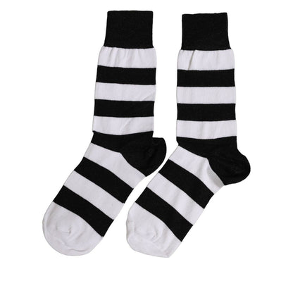 Dolce & Gabbana Black White Stripes Mid Calf Accessory Socks