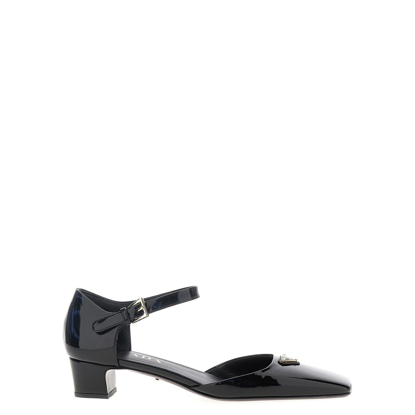 Prada Black Cowhide Mid Heel Pumps