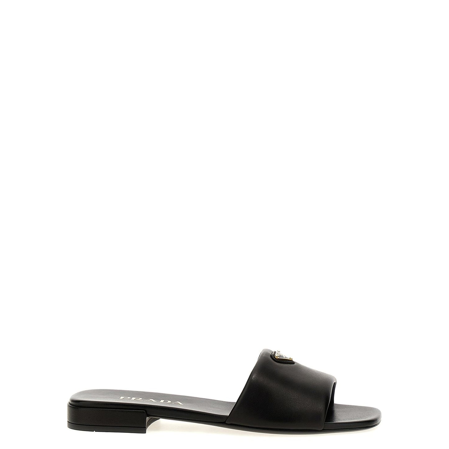 Prada Black Lamb Leather Slides