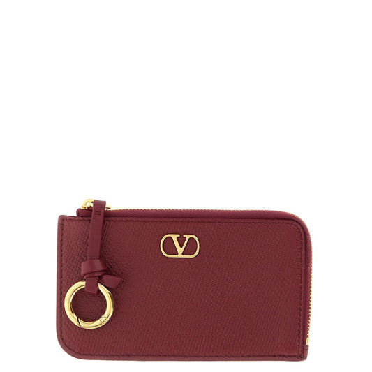 Valentino Garavani Bordeaux Lamb Leather Cardholder