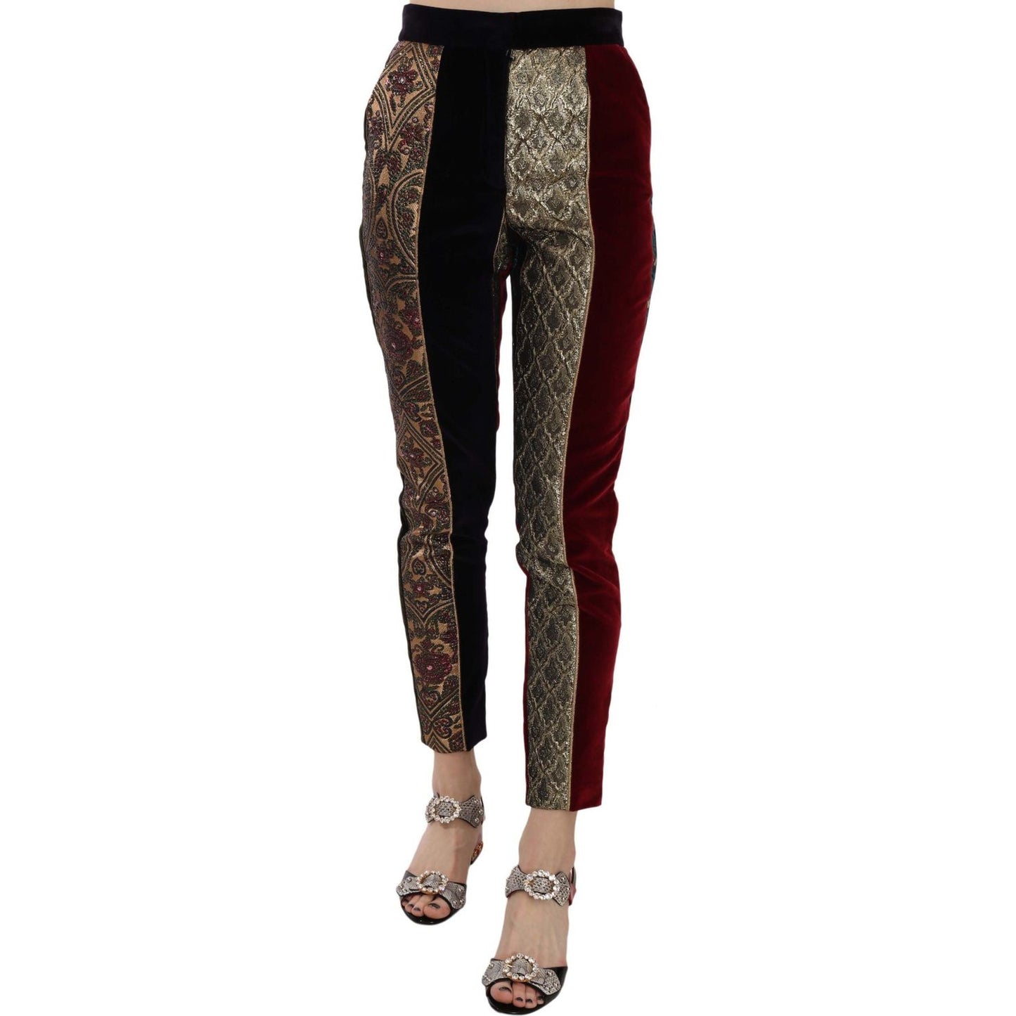 Dolce & Gabbana Multicolor Jacquard Cropped Tapered Pants
