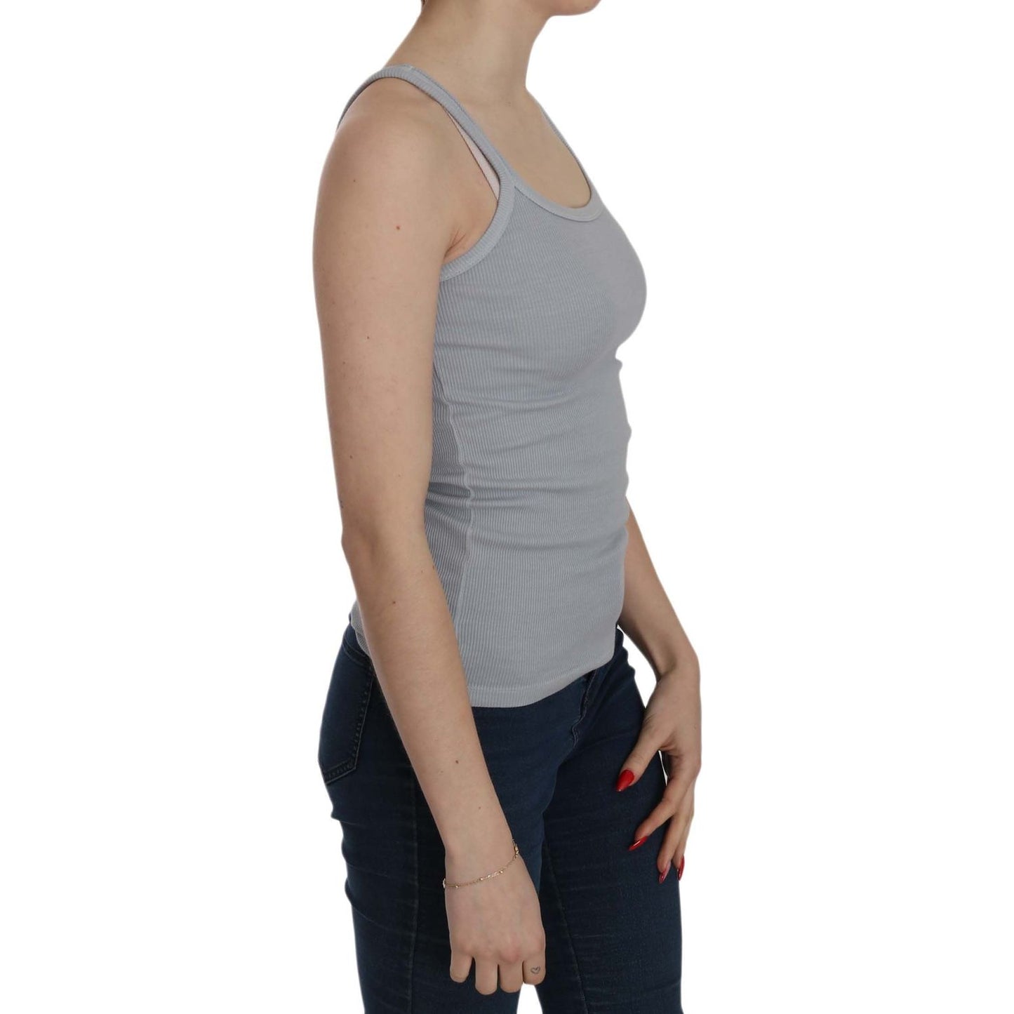 PINK MEMORIES Light Grey Sleeveless Spaghetti Strap Blouse