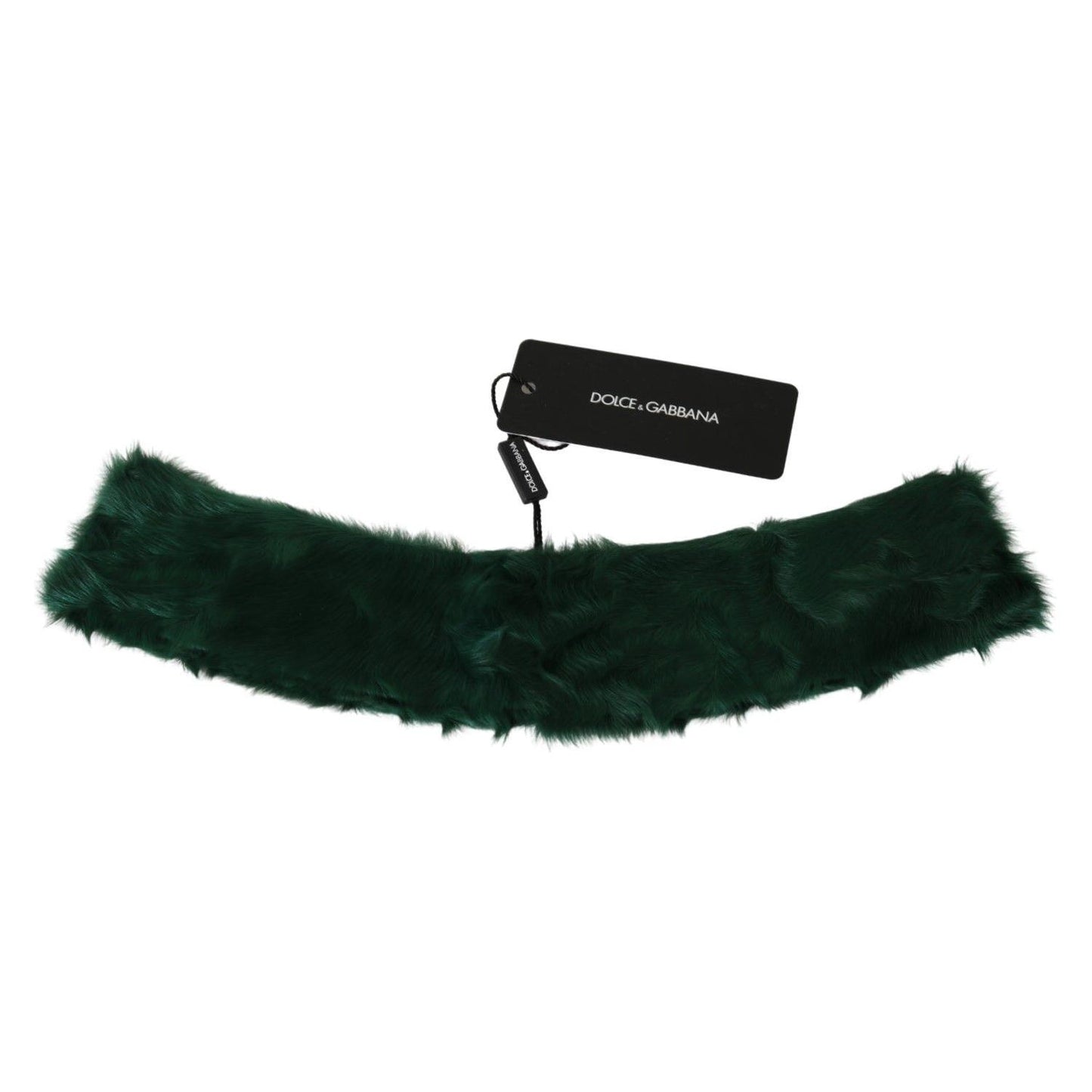 Dolce & Gabbana Green Fur Neck Collar Wrap Lambskin Scarf MS5582