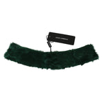 Dolce & Gabbana Green Fur Neck Collar Wrap Lambskin Scarf MS5582