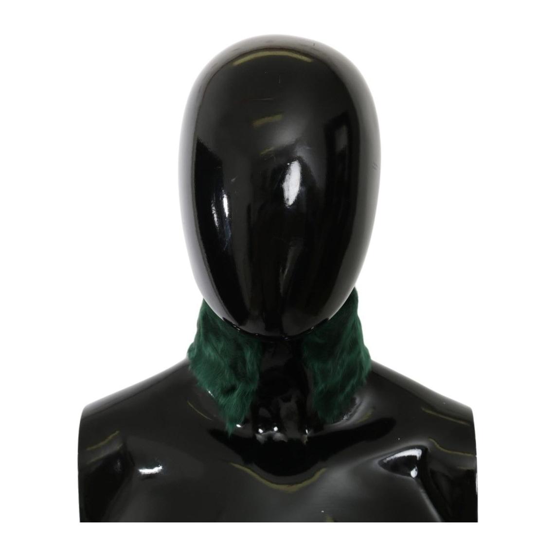 Dolce & Gabbana Green Fur Neck Collar Wrap Lambskin Scarf MS5582