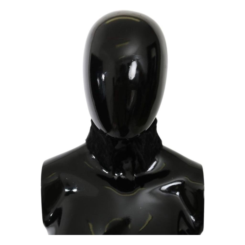 Dolce & Gabbana Black Fur Neck Collar Wrap Lambskin Scarf