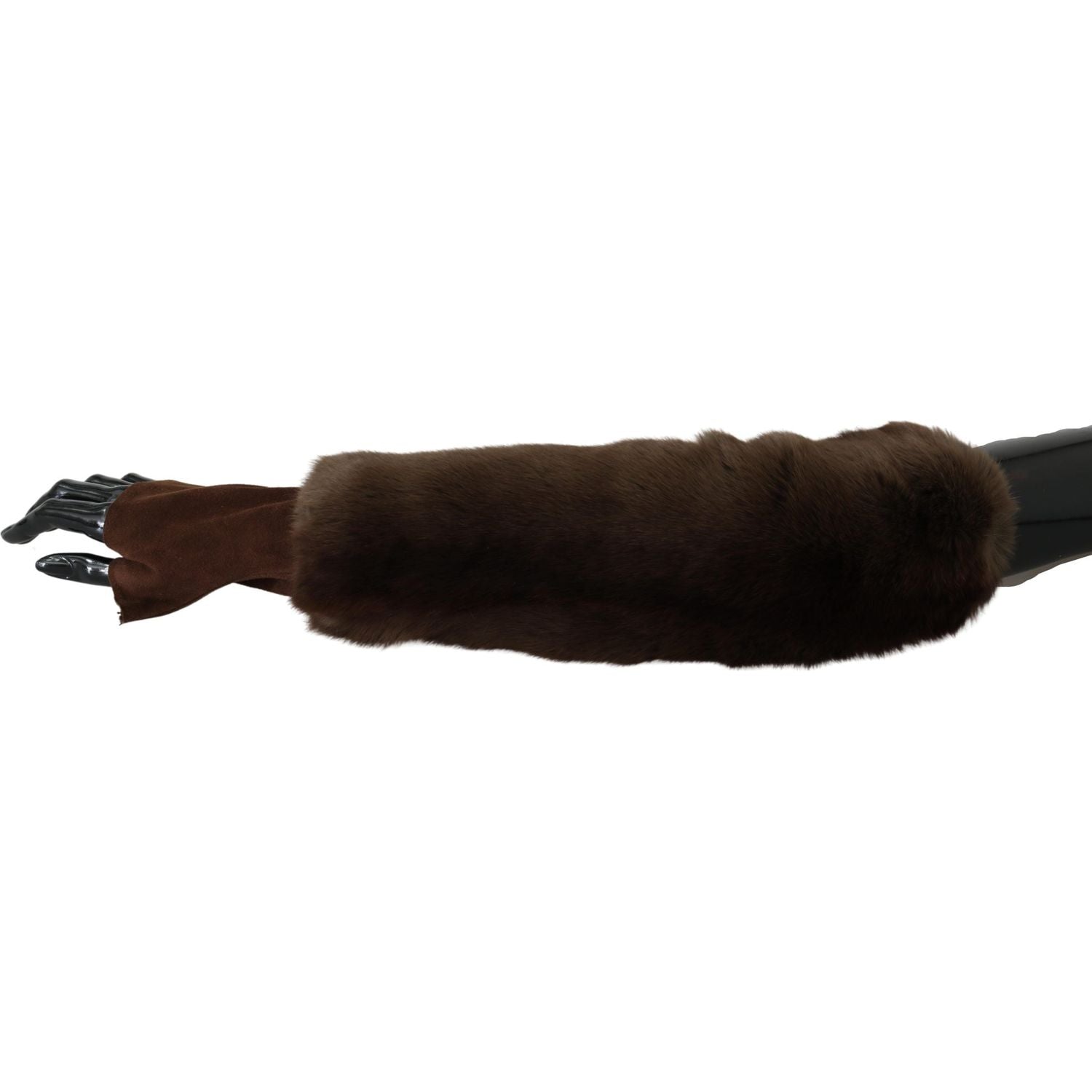 Dolce & Gabbana Brown Elbow Length Finger Less Fur Gloves