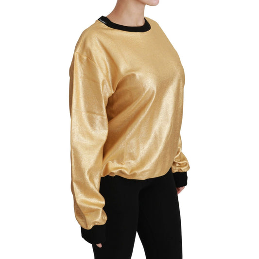 Dolce & Gabbana Gold Cotton Crewneck Pullover Sweater TSH4417-36