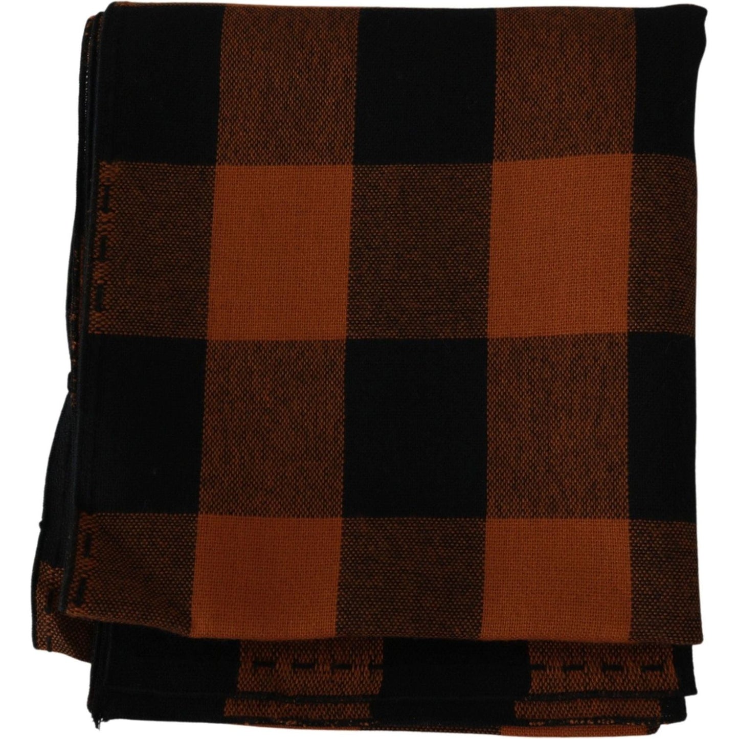 Costume National Orange Check Neck Wrap Shawl Scarf MS1537