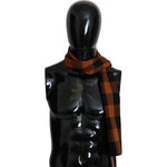 Costume National Orange Check Neck Wrap Shawl Scarf MS1537