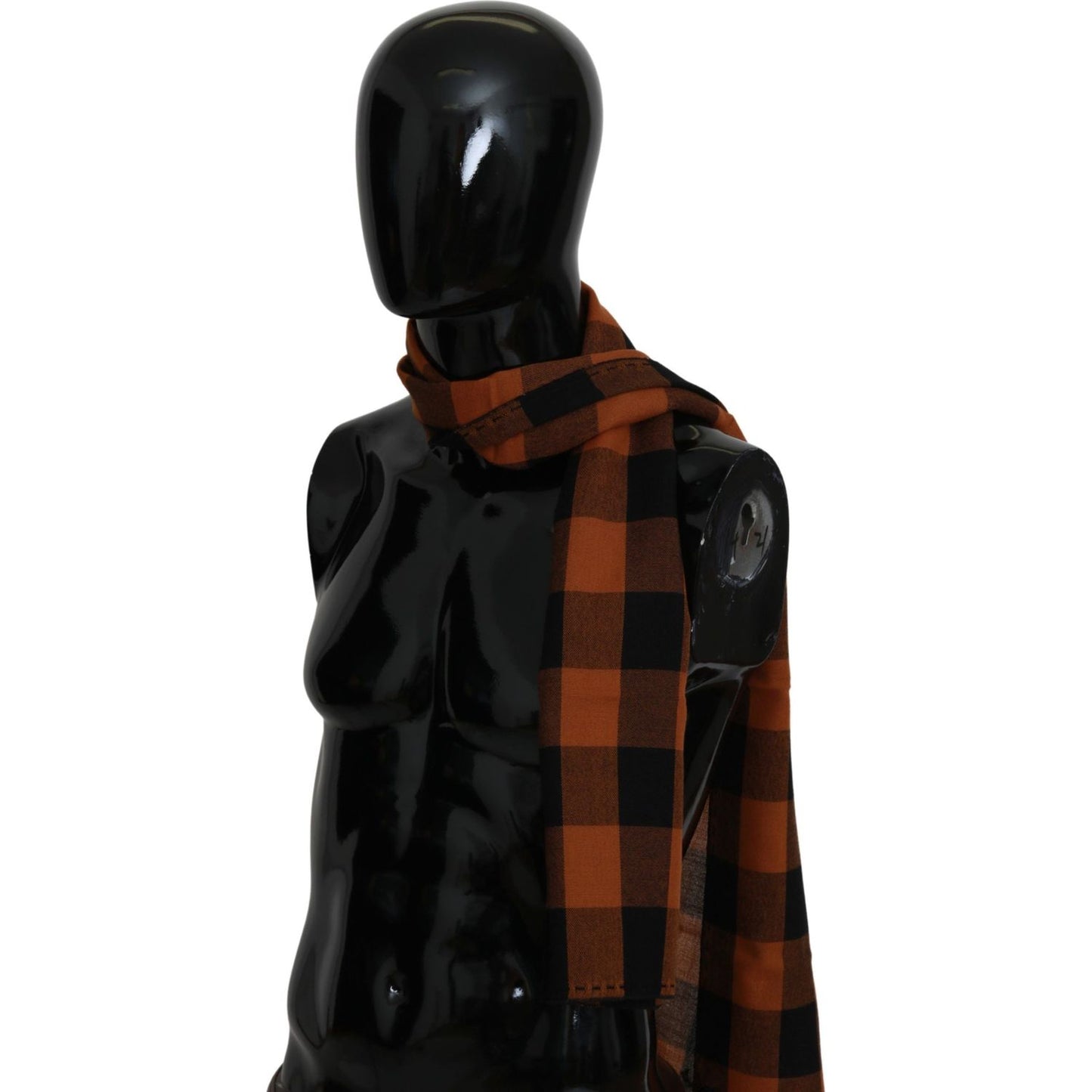 Costume National Orange Check Neck Wrap Shawl Scarf MS1537