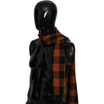 Costume National Orange Check Neck Wrap Shawl Scarf MS1537
